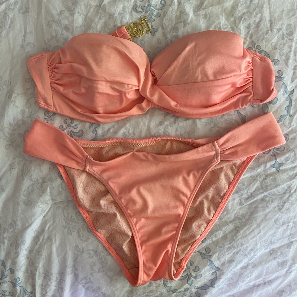 VS peachy peachy strapless spa bikini
